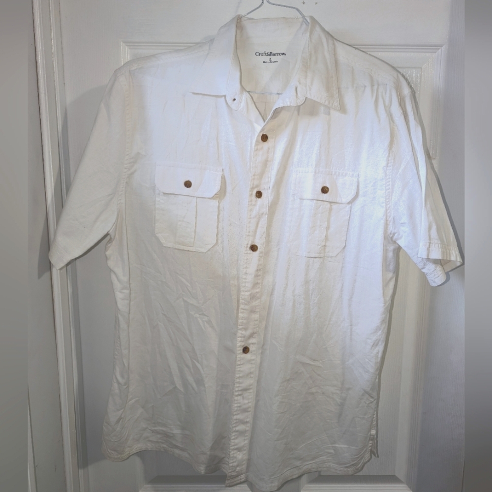 Croft & Barrow White Button down  100% cotton Size L